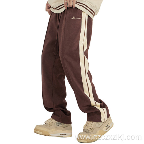 Suede side webbing embroidered trousers